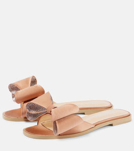 Mach & Mach Le Cadeau Double Bow satin slides