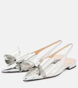 Mach & Mach Le Cadeau bow-detail leather slingback flats