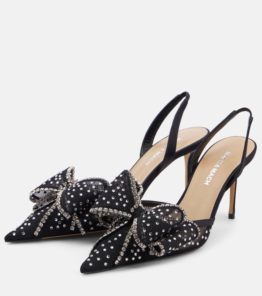 Mach & Mach Le Cadeau embellished mesh slingback pumps