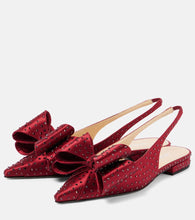 Mach & Mach Le Cadeau embellished satin slingback flats