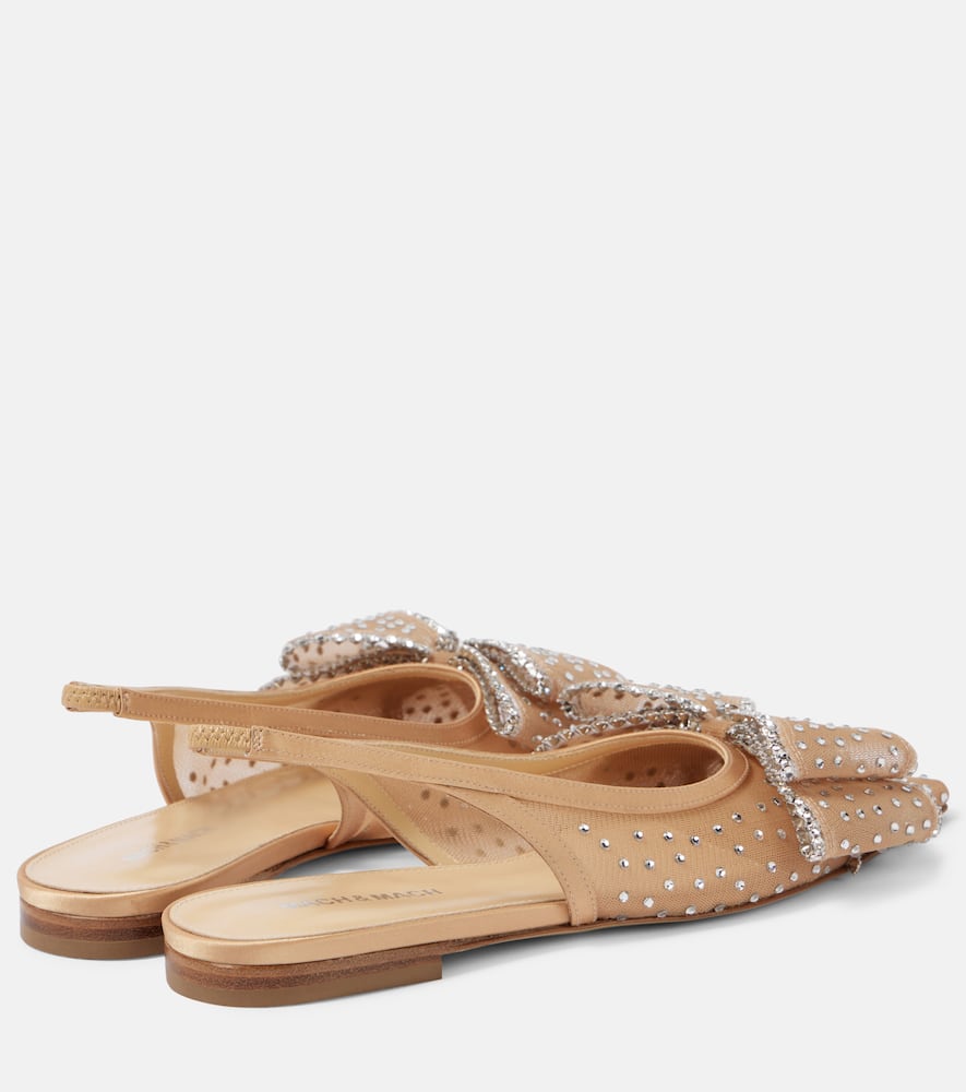 Mach & Mach Le Cadeau embellished tulle slingback flats