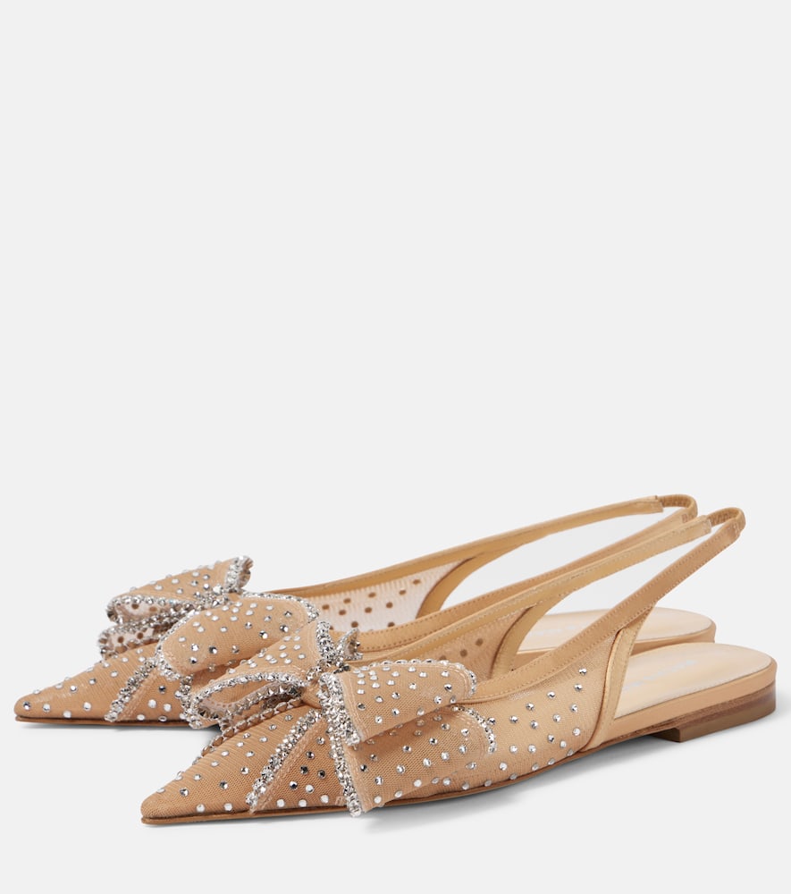 Mach & Mach Le Cadeau embellished tulle slingback flats
