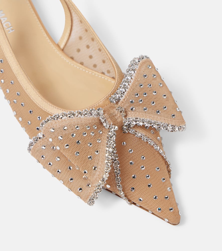Mach & Mach Le Cadeau embellished tulle slingback flats
