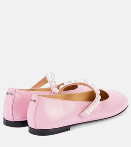 Mach & Mach Sirene faux pearl leather Mary Jane flats