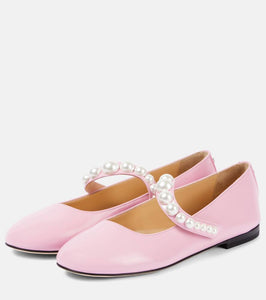 Mach & Mach Sirene faux pearl leather Mary Jane flats