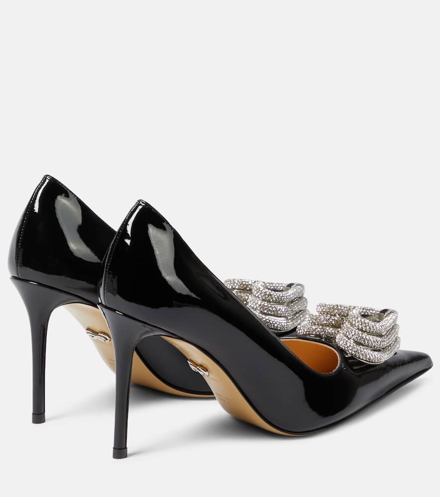 Mach & Mach Triple Heart patent leather pumps