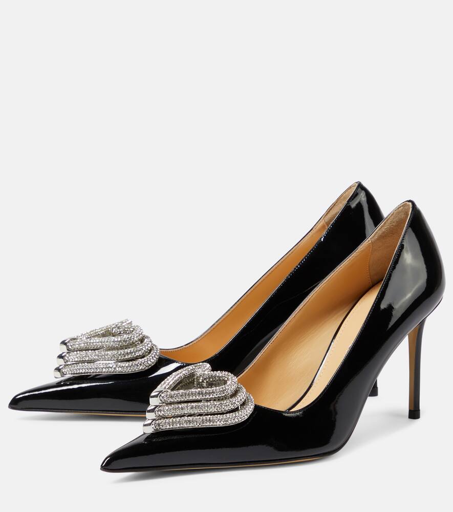 Mach & Mach Triple Heart patent leather pumps