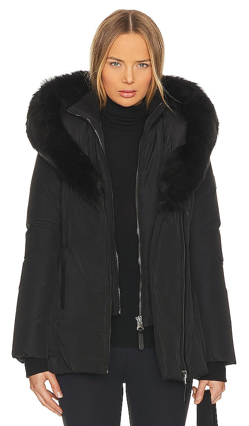 Mackage Adali Shearling Collar Coat in Black