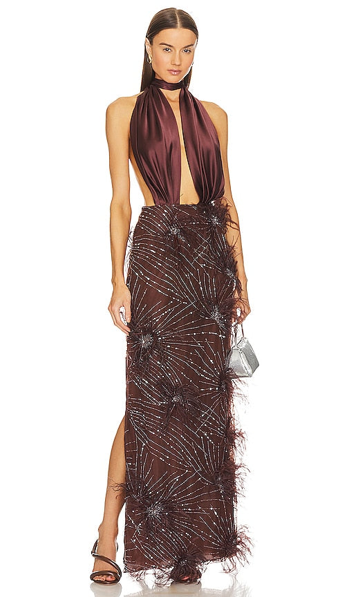 MadebyILA Danielle Gown in Chocolate - Robe MadebyILA Danielle en chocolat - MadebyILA Danielle 巧克力礼服 - MadebyILA Danielle Kleid in Schokolade - MadebyILA 다니엘 드레스 초콜릿 - Abito Danielle MadebyILA in cioccolato