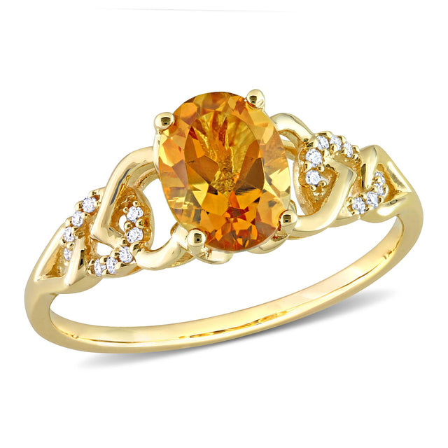 Madeira Citrine and Diamond Accent Yellow Gold Ring - Size 5