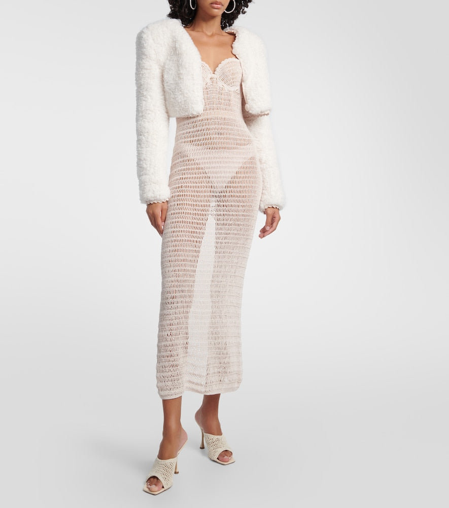 Magda Butrym Crochet cotton and linen blend midi dress