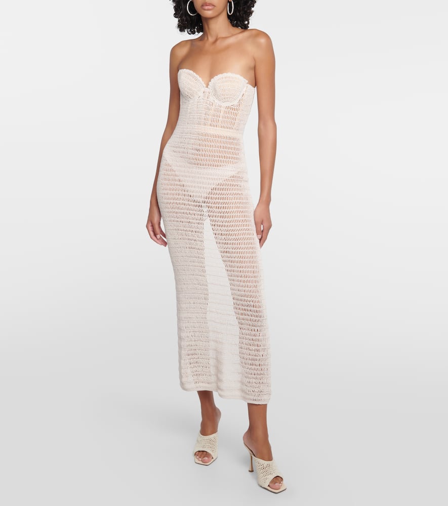 Magda Butrym Crochet cotton and linen blend midi dress