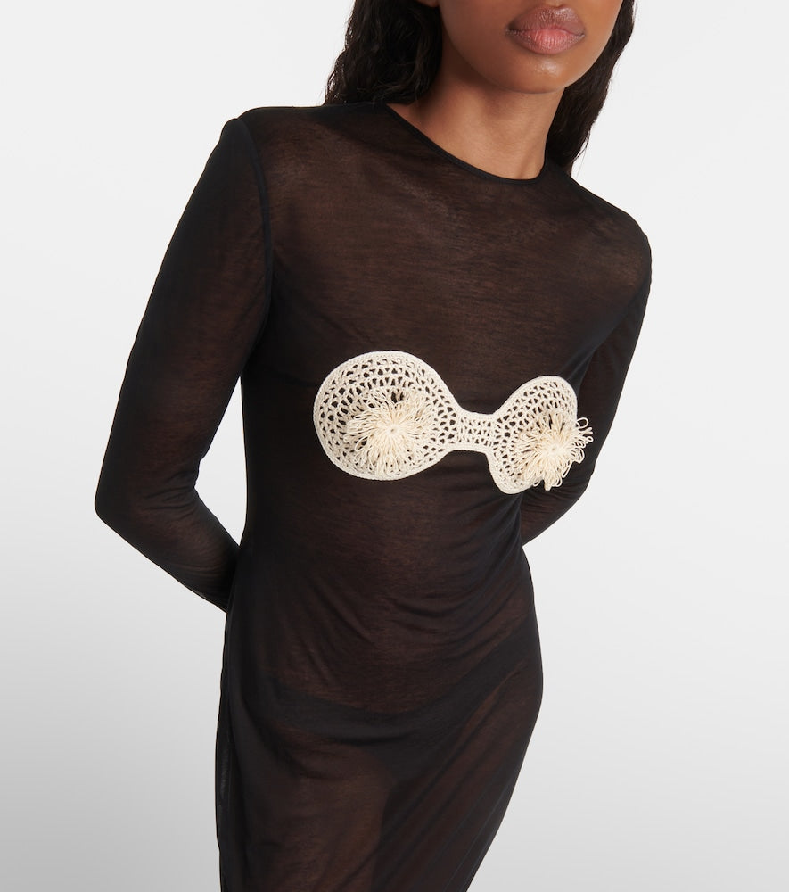Magda Butrym Crochet-trimmed jersey maxi dress