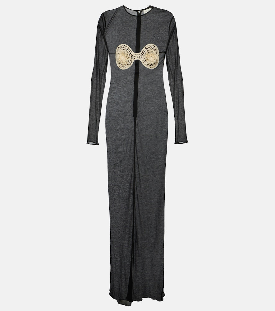 Magda Butrym Crochet-trimmed jersey maxi dress. Magda Butrym 钩针饰边针织长裙