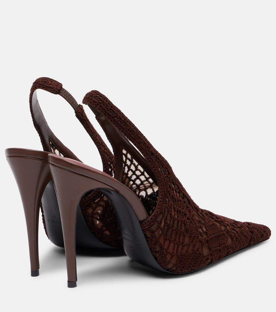 Magda Butrym Crochet-trimmed leather slingback pumps