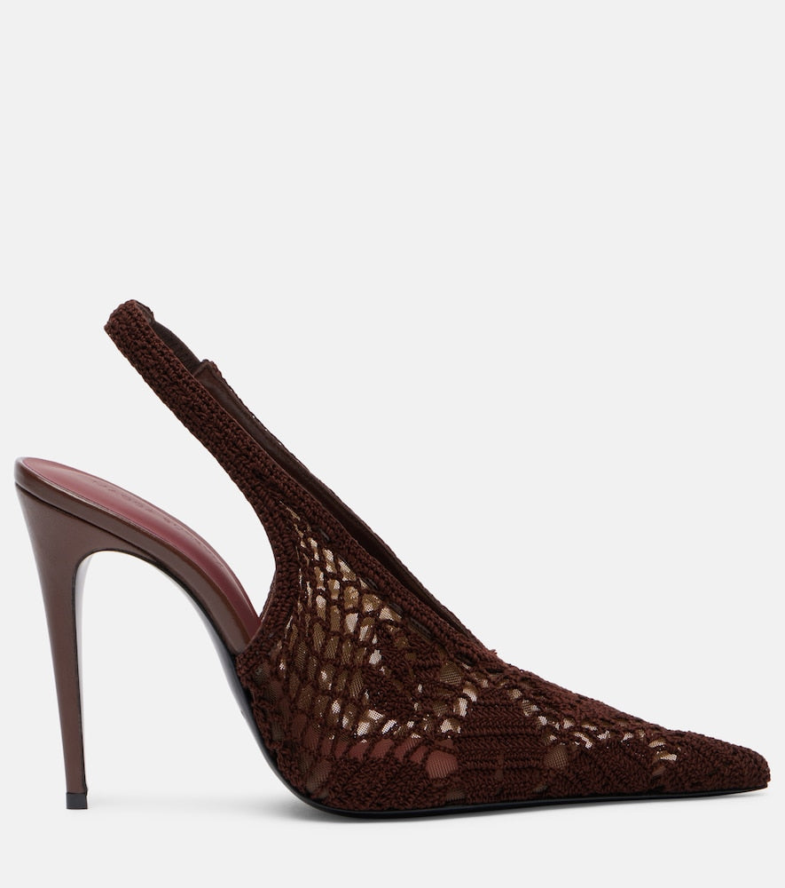 Magda Butrym Crochet-trimmed leather slingback pumps