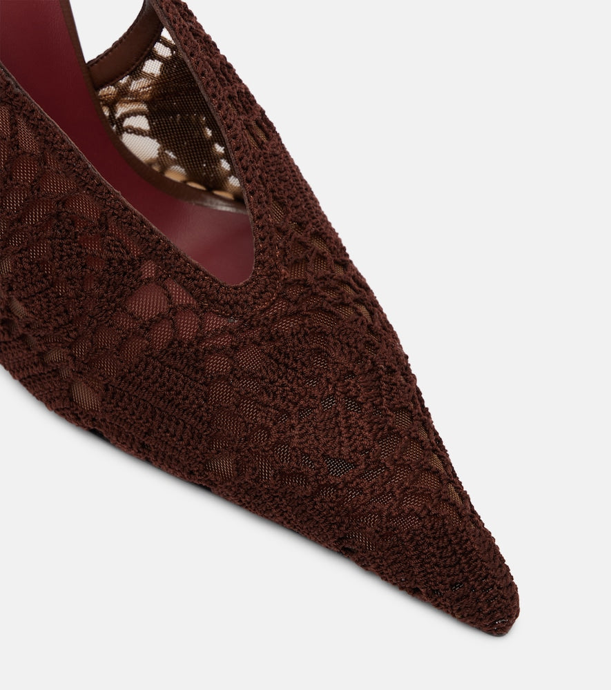 Magda Butrym Crochet-trimmed leather slingback pumps