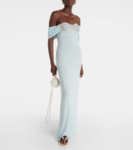 Magda Butrym Crochet-trimmed off-shoulder maxi dress