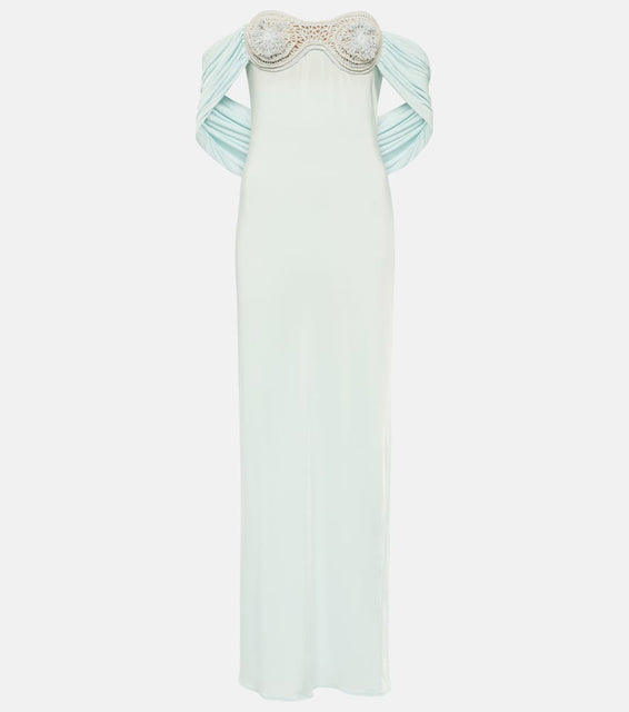 Magda Butrym Crochet-trimmed off-shoulder maxi dress