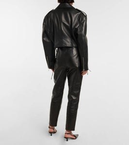 Magda Butrym Cropped leather biker jacket