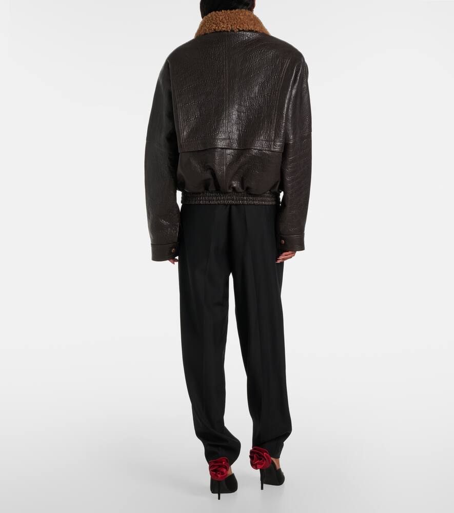 Magda Butrym Cropped shearling-trimmed leather jacket