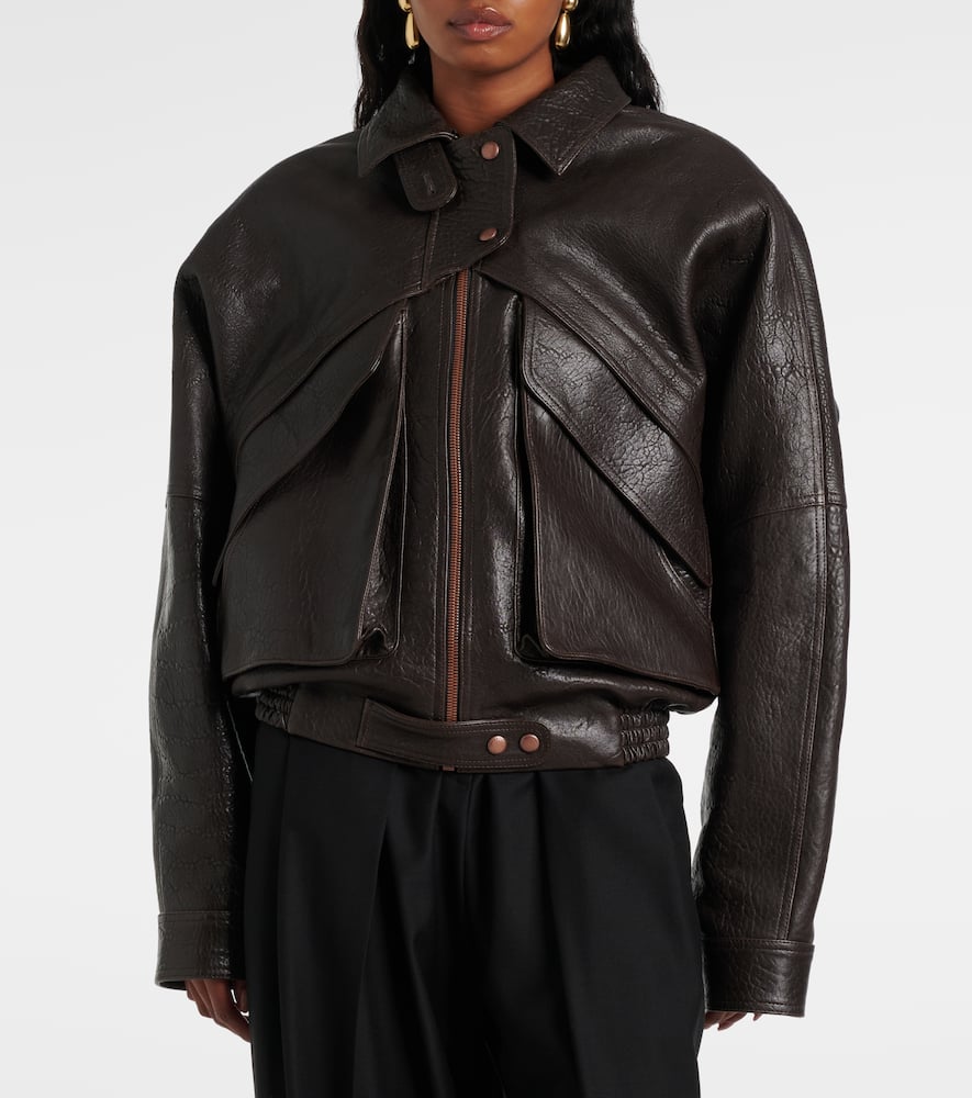Magda Butrym Cropped shearling-trimmed leather jacket