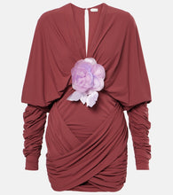 Magda Butrym Draped floral-appliqu√É¬© jersey minidress. Magda Butrym 垂褶花卉贴花针织迷你连衣裙