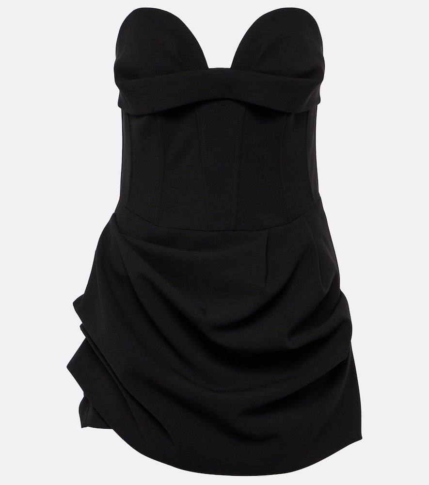 Magda Butrym Draped wool-blend bustier dress. Magda Butrym 垂褶羊毛混纺胸衣连衣裙