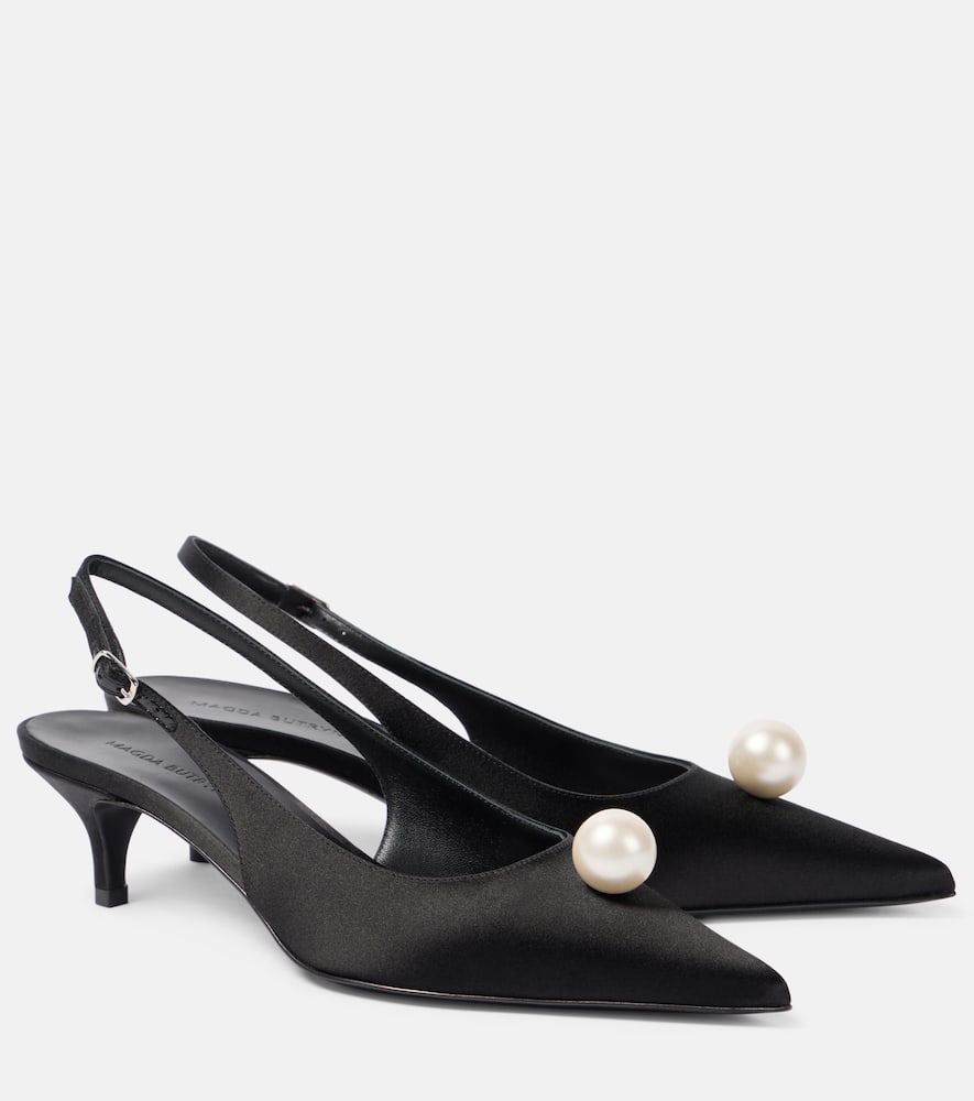 Magda Butrym Embellished satin slingback pumps