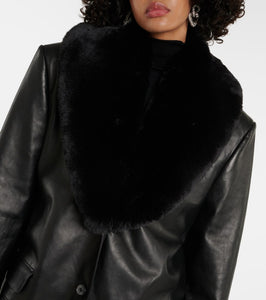 Magda Butrym Faux fur-trimmed leather coat