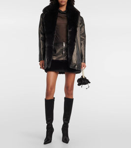 Magda Butrym Faux fur-trimmed leather jacket