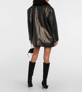 Magda Butrym Faux fur-trimmed leather jacket