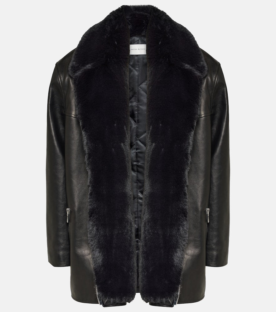 Magda Butrym Faux fur-trimmed leather jacket