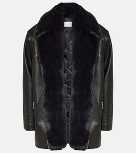 Magda Butrym Faux fur-trimmed leather jacket