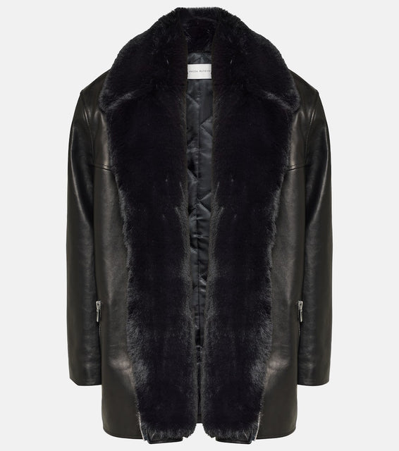 Magda Butrym Faux fur-trimmed leather jacket