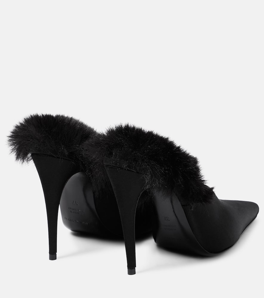 Magda Butrym Faux fur-trimmed satin mules