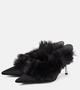 Magda Butrym Faux shearling leather mules