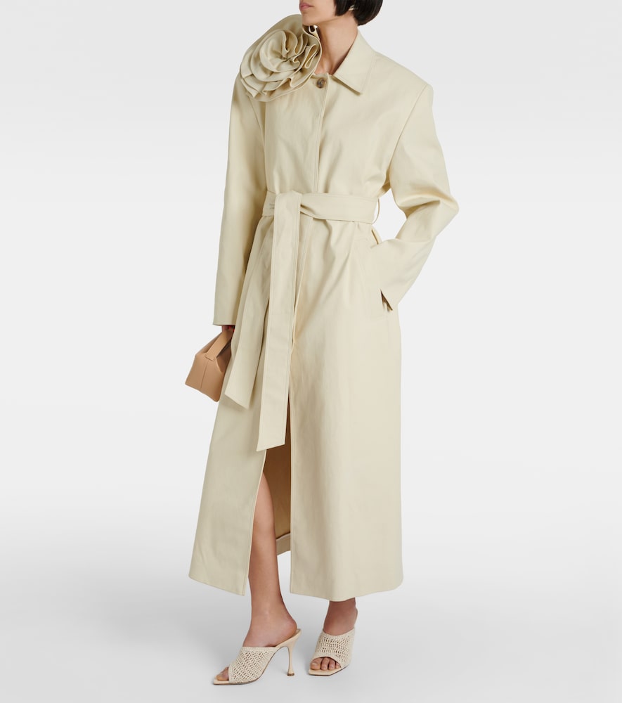 Magda Butrym Floral-appliqu√É¬© cotton gabardine trench coat