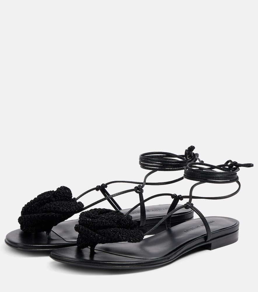 Magda Butrym Floral-appliqu√É¬© crochet-trimmed leather sandals