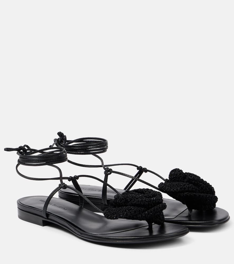 Magda Butrym Floral-appliqu√É¬© crochet-trimmed leather sandals