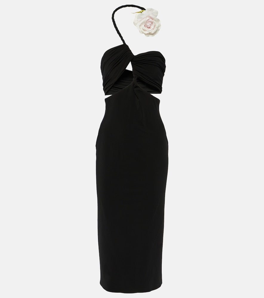 Magda Butrym Floral-appliqu√É¬© cutout midi dress. Magda Butrym 花卉贴花镂空中长连衣裙