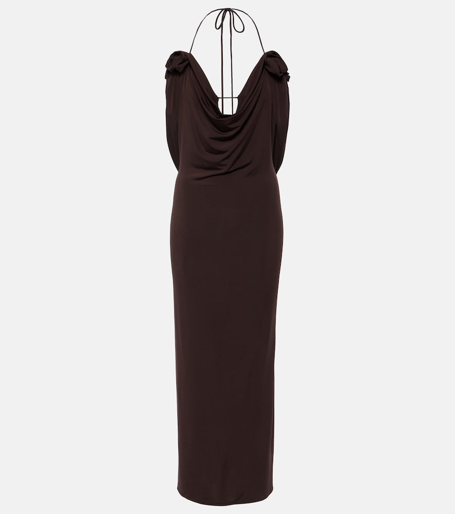 Magda Butrym Floral-appliqu√É¬© draped midi dress. Magda Butrym 花卉贴花垂褶中长连衣裙