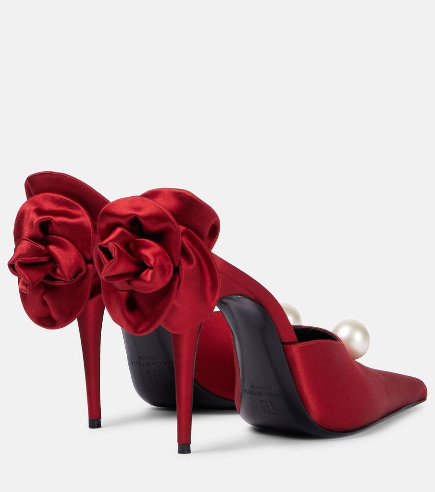Magda Butrym Floral-appliqu√É¬© faux pearl satin mules