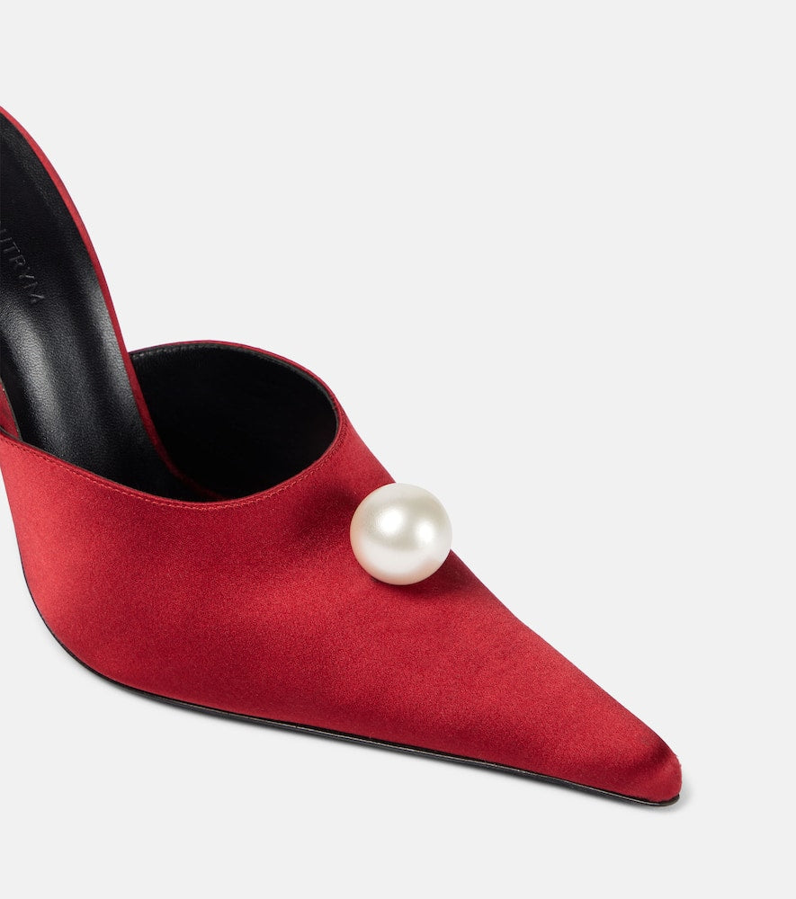 Magda Butrym Floral-appliqu√É¬© faux pearl satin mules