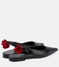 Magda Butrym Floral-appliqu√É¬© leather slingback flats