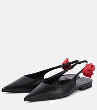 Magda Butrym Floral-appliqu√É¬© leather slingback flats