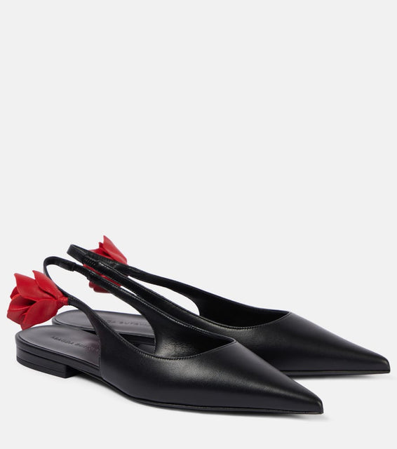 Magda Butrym Floral-appliqu√É¬© leather slingback flats