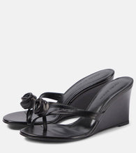 Magda Butrym Floral-appliqu√É¬© leather wedge mules