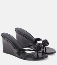 Magda Butrym Floral-appliqu√É¬© leather wedge mules