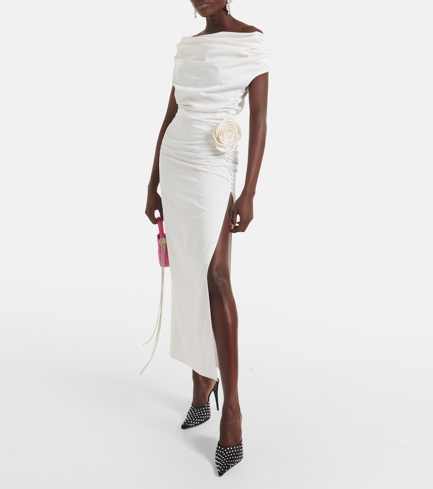 Magda Butrym Floral-appliqu√É¬© off-shoulder silk midi dress